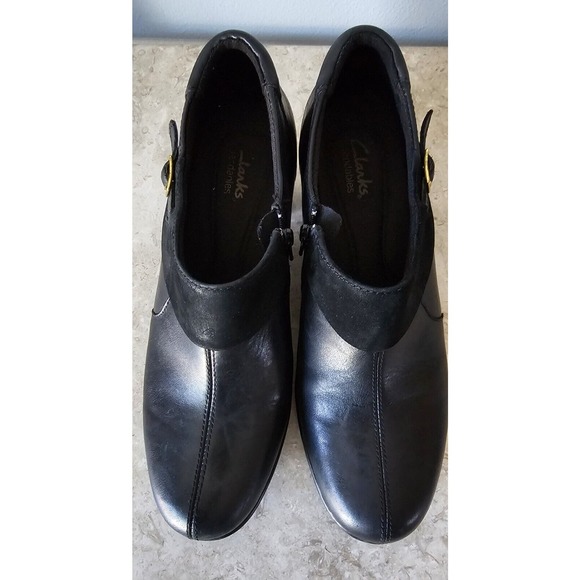 Clarks Bendables Womens 9 M Black Leather Slip On Comfort Ankle Boots Booties - Picture 3 of 12